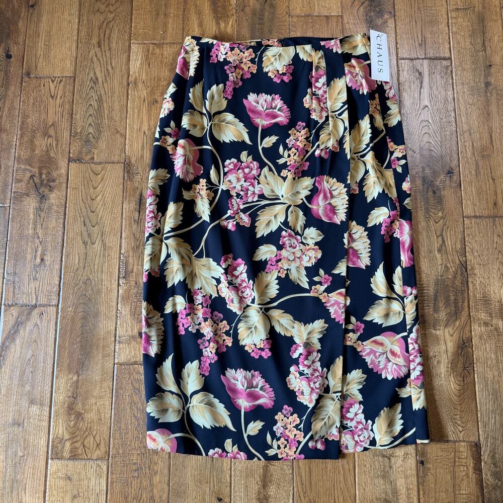 NWT Chaus Womens Button Up Blouse & Skirt Set Sz 16 Black Floral Business career - Picture 7 of 11